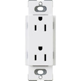 Lutron CAR-15-WH Claro 15A Duplex Receptacle, White Finish