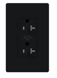 Lutron CAR-20-DDTR-BL Claro 20A Tamper Resistant Receptacle - Dual Dimming - Black Finish