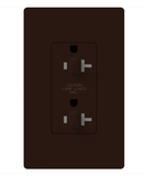 Lutron CAR-20-DDTR-BR Claro 20A Tamper Resistant Receptacle - Dual Dimming - Brown Finish