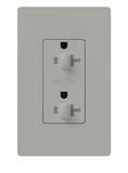 Lutron CAR-20-DDTR-GR Claro 20A Tamper Resistant Receptacle - Dual Dimming - Grey Finish