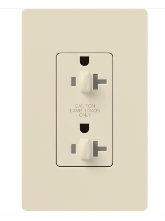 Lutron CAR-20-DDTR-LA Claro 20A Tamper Resistant Receptacle - Dual Dimming - Light Almond  Finish