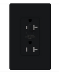 Lutron CAR-20-HDTR-BL Claro 20A Tamper Resistant Receptacle - Half Dimming - Black Finish