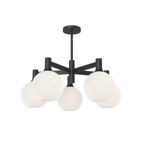 Alora Mood CH506129MBOP Castilla 29-in Chandelier Ceiling Light - Finish: Matte Black/Opal Matte Glass