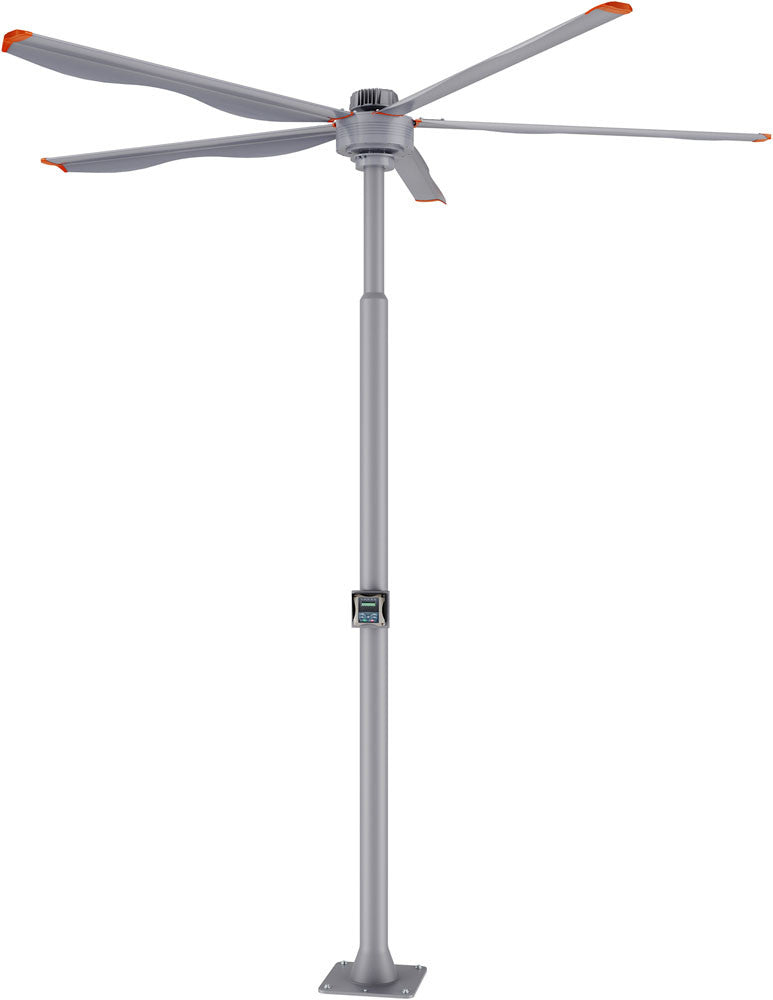 Carro USA CDC-105S-037-220 Cyfan 10' Neodymium Magnet Direct-Drive Motor Commercial Standing Ceiling Fan w/ Integrated Controller, Silver Gray Finish
