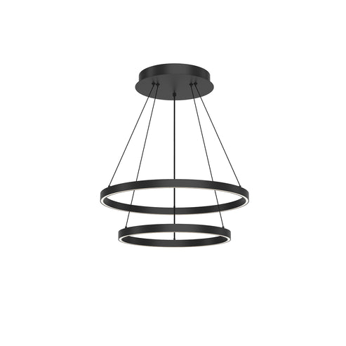 Kuzco Lighting CH87224-BK-UNV-010 Cerchio 24-in 2 Layer Chandelier Ceiling Light - CCT: 3000K - Finish: Black