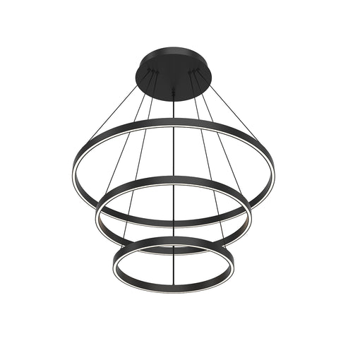 Kuzco Lighting CH87332-BK-UNV-010 Cerchio 32-in 3 Layer Chandelier Ceiling Light - CCT: 3000K - Finish: Black