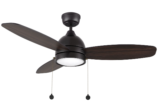 Carro USA CFP483Q5-L11-BG-1 Greenwood Modern Black LED 48" Ceiling Fan, Black/Walnut & Barnwood Finish