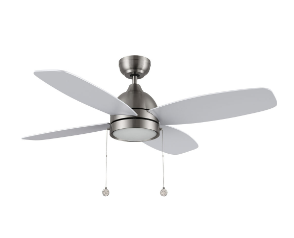 Carro USA CFP484Q5-L11-SJ-1 48" Greenwood 4-Blade Ceiling Fan with LED Light & Pull Chain, Brushed Nickel Finish