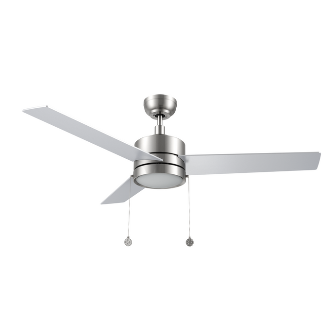 Carro USA CFP523E5-L12-SJ-1 52" 3-Blade Ceiling Fan with LED Light & Pull Chain - Fixture Finish: Brushed Nickel - Blade Finish: Silver