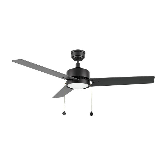 Carro USA CFP523E5-L31-B2-1 52" VINK Ceiling Fan with Integrated LED Light and Pull Chain Control - Fixture Finish: Black - Blade Finish: Black