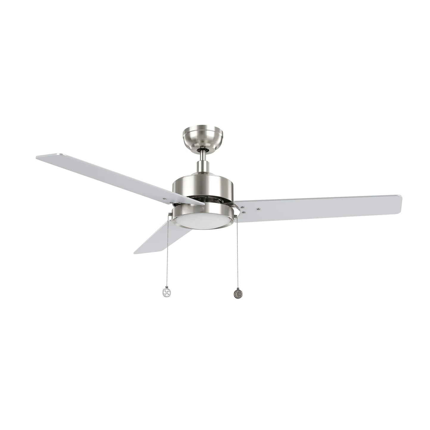 Carro USA CFP523E5-L31-SJ-1 52" VINK Ceiling Fan with Integrated LED Light and Pull Chain Control - Fixture Finish: Brushed Nickel - Blade Finish: Silver