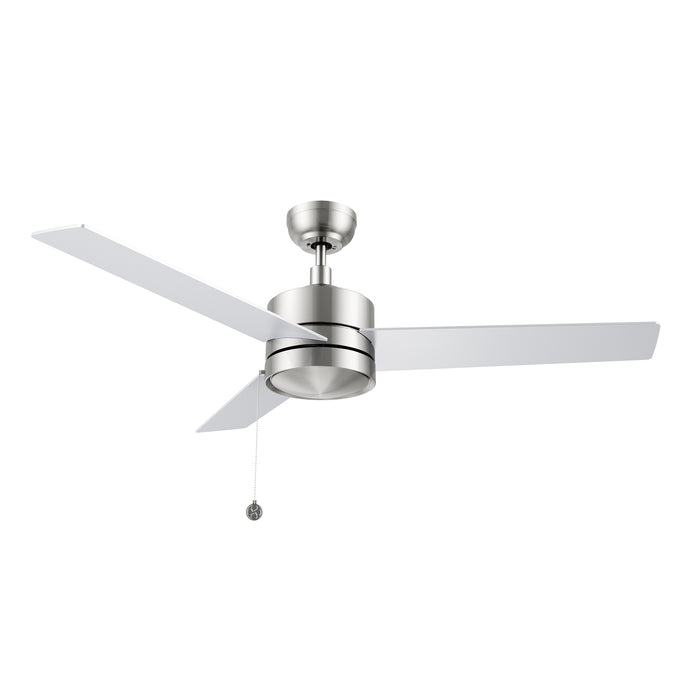 Carro USA CFP523E5-N10-SJ-1 52" 3-Blade No Light Ceiling Fan with Pull Chain - Fixture Finish: Brushed Nickel - Blade Finish: Silver