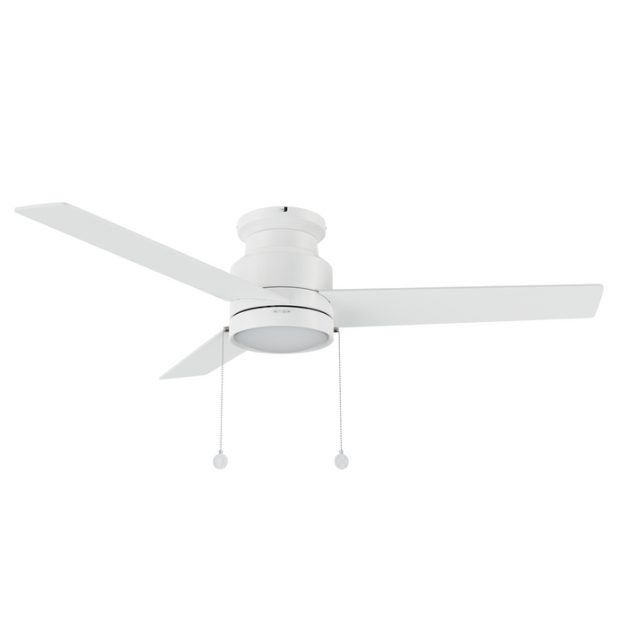 Carro USA CFP523E5-N10-W1-1-FM 52" 3-Blade Flush Mount No Light Ceiling Fan with Pull Chain - Fixture Finish: White - Blade Finish: White