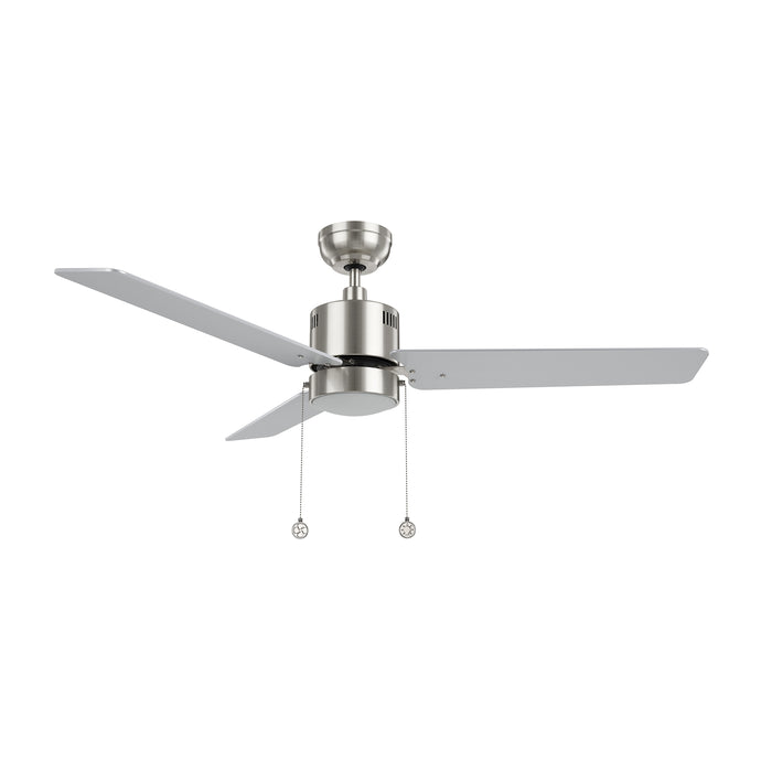 Carro USA CFP523E5-L21-SJ-1 52" Apex 3-Blade LED Ceiling Fan with Pull Chain - Fixture Finish: Brushed Nickel - Blade Finish: Silver