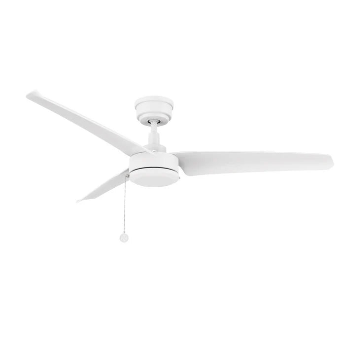 Carro USA CFP523N-N10-W1-1 52" Rexton 3-Blade No Light Ceiling Fan with Pull Chain - Fixture Finish: White - Blade Finish: White