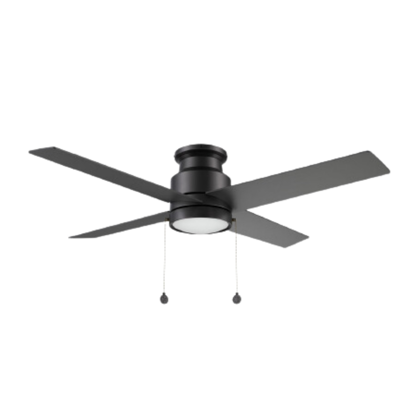 Carro USA CFP524E5-L12-B2-1-FM 52" 4-Blade Flush Mount Ceiling Fan with LED Light & Pull Chain - Fixture Finish: Black - Blade Finish: Black