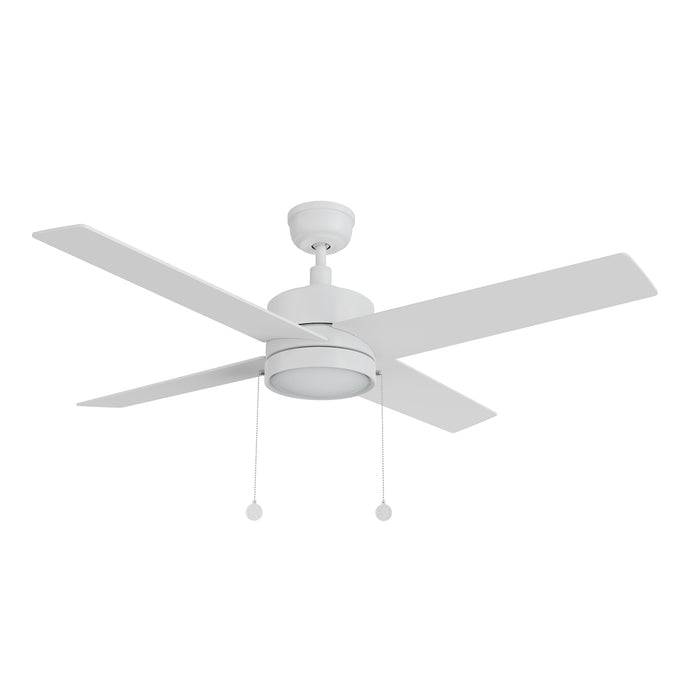 Carro USA CFP524E5-L12-W1-1 52" 4-Blade Ceiling Fan with LED Light & Pull Chain - Fixture Finish: White - Blade Finish: White