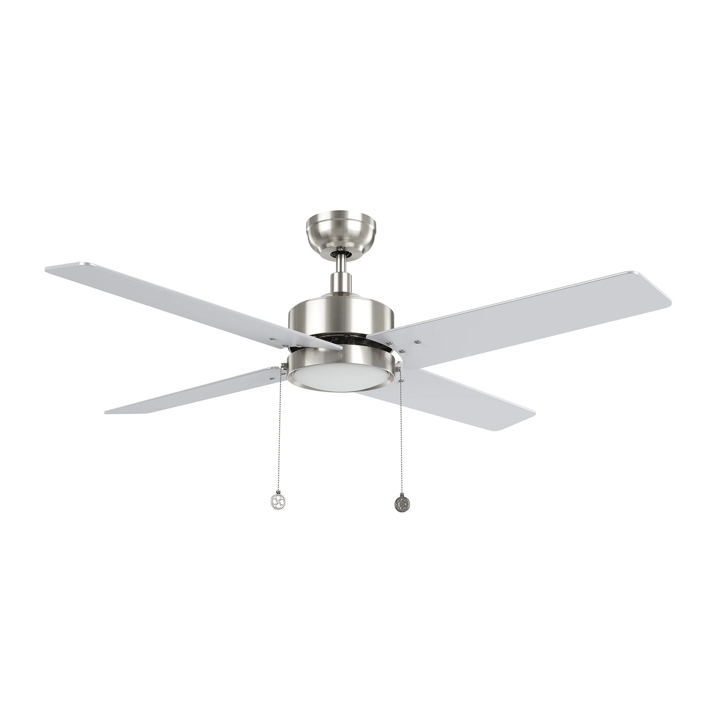 Carro USA CFP524E5-L31-SJ-1 52" VINK Ceiling Fan with LED Light And Pull Chain Control - Fixture Finish: Brushed Nickel - Blade Finish: Silver