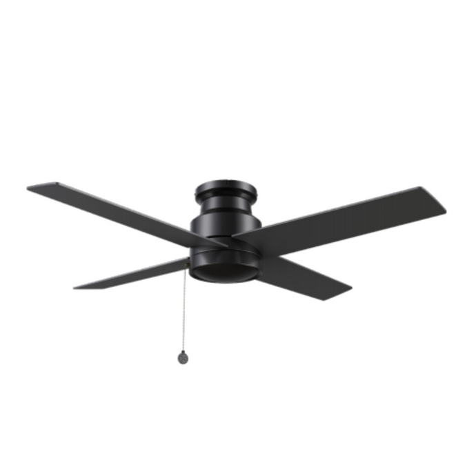 Carro USA CFP524E5-N10-B2-1-FM 52" 4-Blade Flush Mount Ceiling Fan With No LED Light & Pull Chain - Fixture Finish: Black - Blade Finish: Black