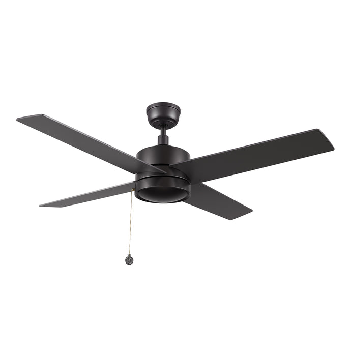 Carro USA CFP524E5-N10-B2-1 52" 4-Blade Ceiling Fan With No LED Light & Pull Chain - Fixture Finish: Black - Blade Finish: Black
