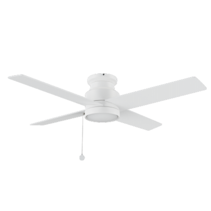 Carro USA CFP524E5-N10-W1-1-FM 52" 4-Blade Flush Mount Ceiling Fan With No LED Light & Pull Chain - Fixture Finish: White - Blade Finish: White