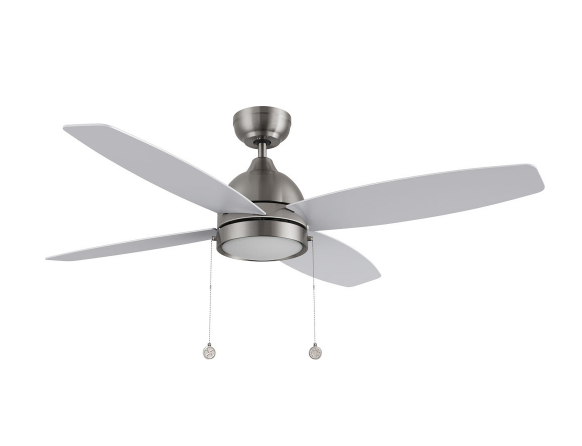 Carro USA CFP524Q5-L11-SJ-1 52" Greenwood 4-Blade Ceiling Fan with LED Light & Pull Chain, Brushed Nickel Finish