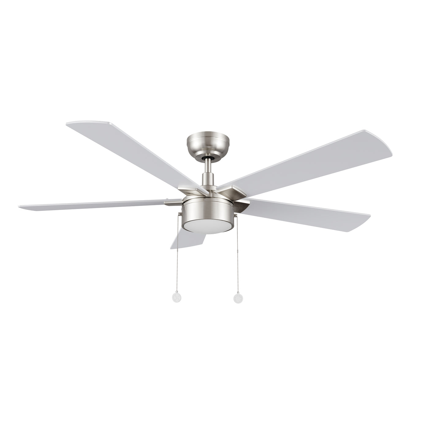 Carro USA CFP525B5-L11-SJ-1 52" Ryker 5-Blade Ceiling Fan with LED Light & Pull Chain - Fixture Finish: Brushed Nickel - Blade Finish: Silver