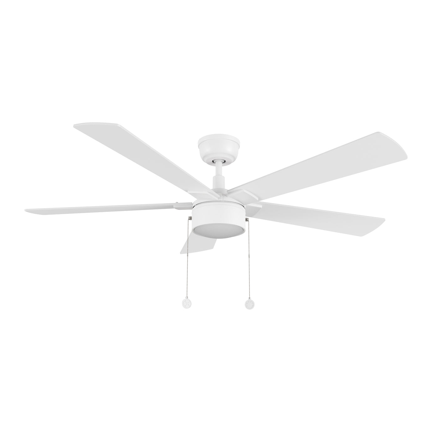 Carro USA CFP525B5-L11-WP-1 52" Ryker 5-Blade Ceiling Fan with LED Light & Pull Chain - Fixture Finish: White - Blade Finish: White Washed