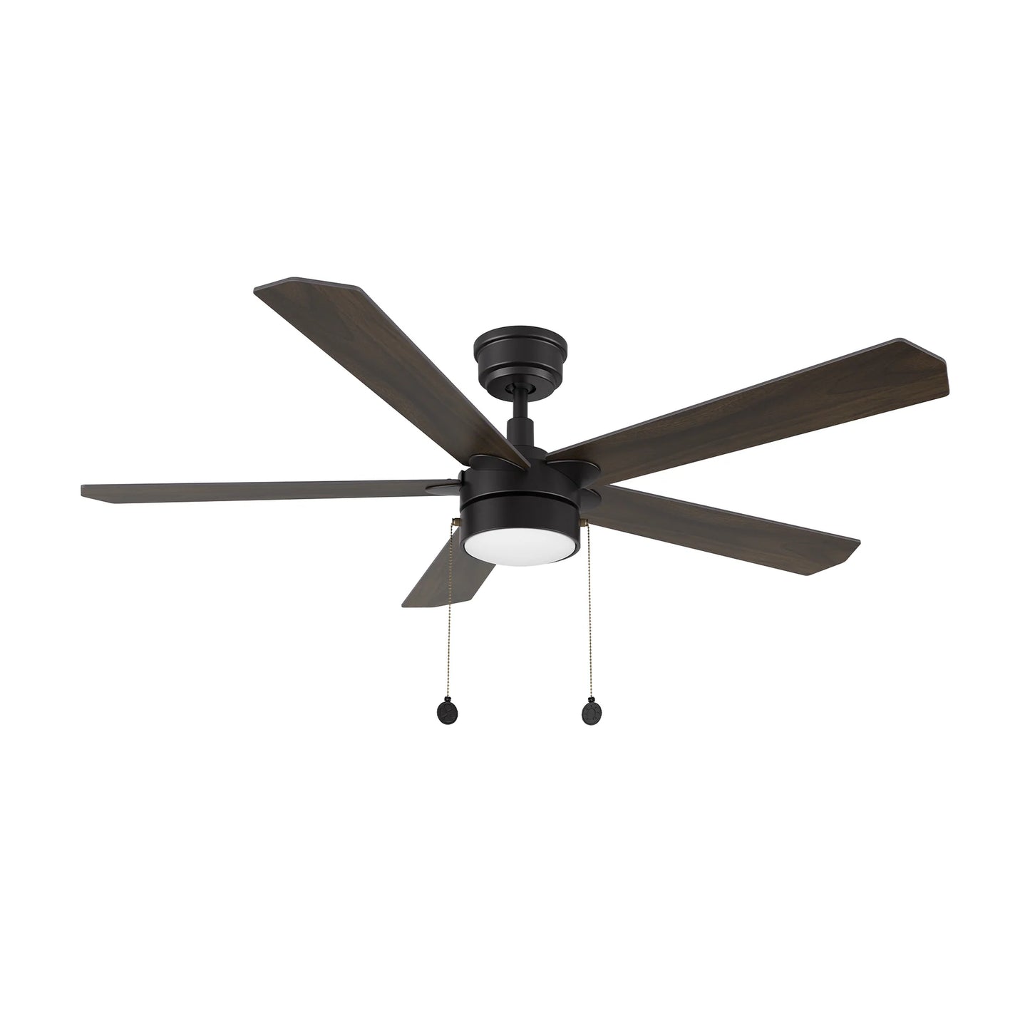 Carro USA CFP525E2-L11-BG-1 52" VALENCIA Ceiling Fan with Integrated LED Light and Pull Chain Control - Fixture Finish: Black - Blade Finish: Walnut & Barnwood