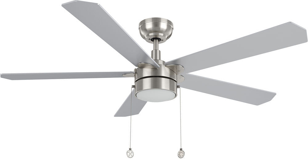 Carro USA CFP525E2-L11-SJ-1 52" VALENCIA Ceiling Fan with Integrated LED Light and Pull Chain Control - Fixture Finish: Brushed Nickel - Blade Finish: Silver