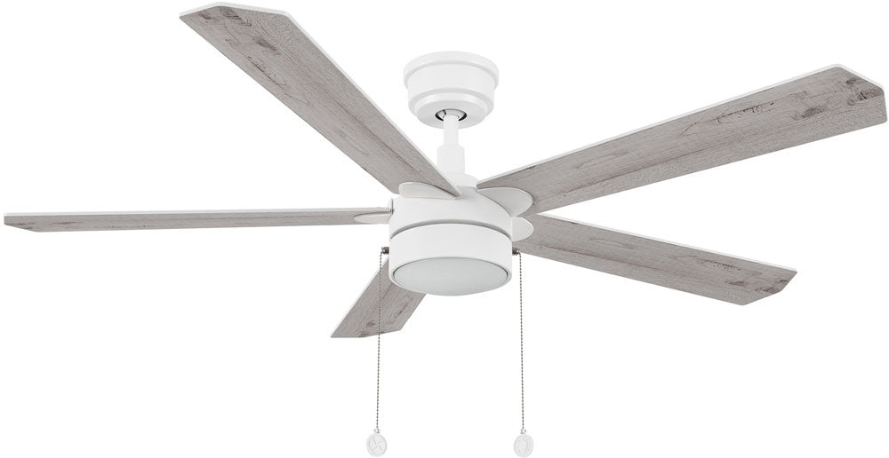 Carro USA CFP525E2-L11-WP-1 52" VALENCIA Ceiling Fan with Integrated LED Light and Pull Chain Control - Fixture Finish: White - Blade Finish: White & Whitewashed