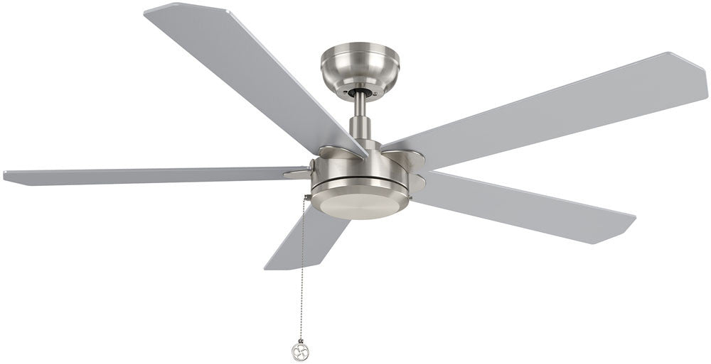 Carro USA CFP525E2-N10-SJ-1 52" VALENCIA Ceiling Fan with Pull Chain Control - Fixture Finish: Brushed Nickel - Blade Finish: Silver