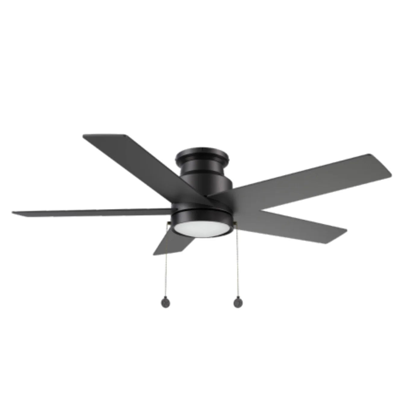 Carro USA CFP525E5-L11-B2-1-FM 52" 5-Blade Flush Mount Ceiling Fan with LED Light & Pull Chain - Fixture Finish: Black - Blade Finish: Black
