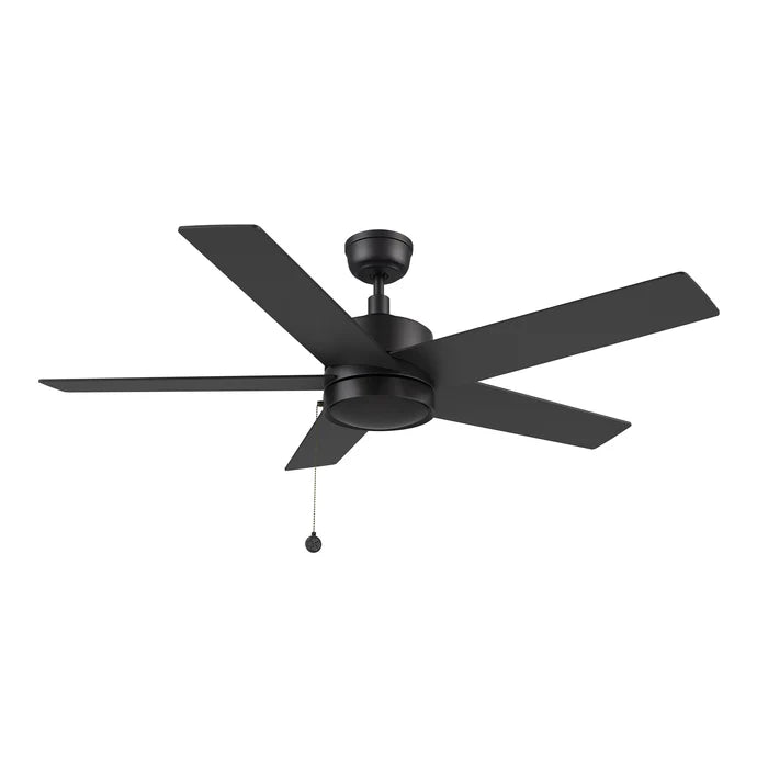 Carro USA CFP525E5-N10-B2-1 52" 5-Blade Ceiling Fan with Pull Chain - Fixture Finish: Black - Blade Finish: Black