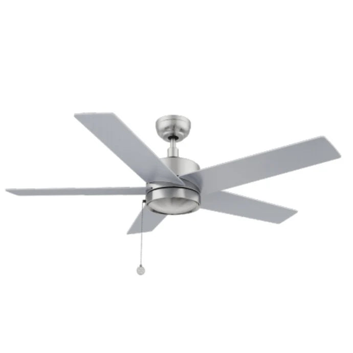 Carro USA CFP525E5-N10-SJ-1 52" 5-Blade Ceiling Fan with Pull Chain - Fixture Finish: Brushed Nickel - Blade Finish: Silver