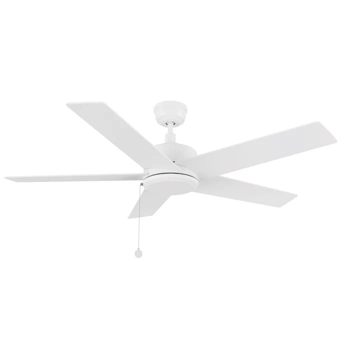 Carro USA CFP525E5-N10-W1-1 52" 5-Blade Ceiling Fan with Pull Chain - Fixture Finish: White - Blade Finish: White