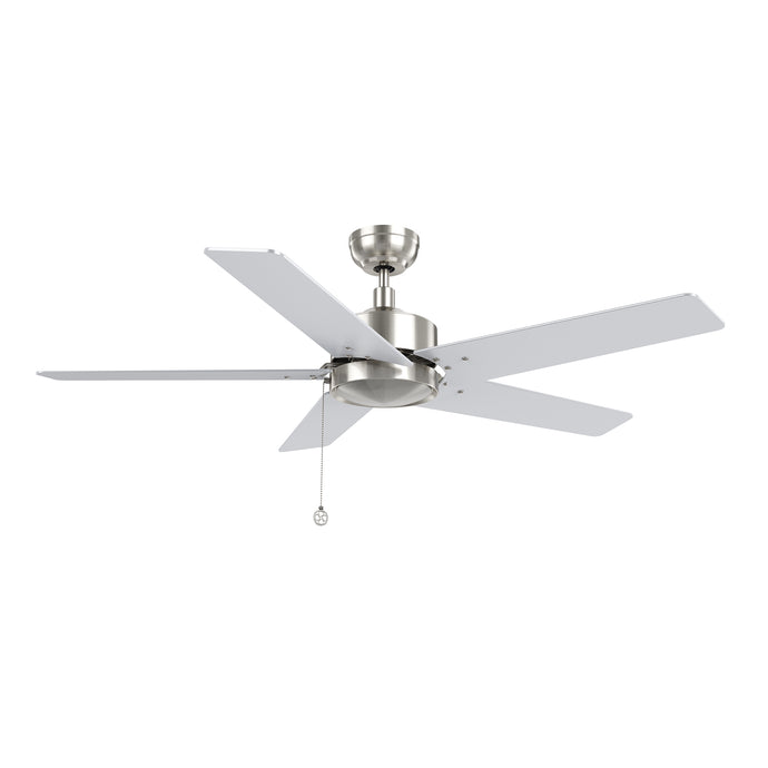 Carro USA CFP525E5-N30-SJ-1 52" Vink 5-Blade Ceiling Fan with Pull Chain - Fixture Finish: Brushed Nickel - Blade Finish: Silver