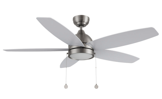 Carro USA CFP525Q5-L11-SJ-1 Greenwood Modern White LED 52" Ceiling Fan, Brushed Nickel/Silver Finish