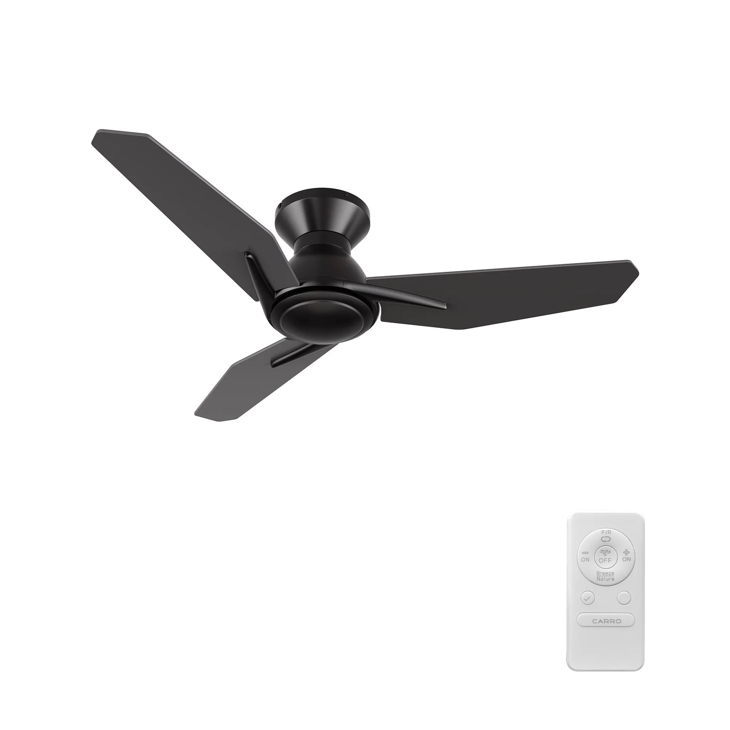 Carro USA CFR443J3-N10-B2-1-FM 44" Flush Mount Ceiling Fan with Remote - Fixture Finish: Black - Blade Finish: Black