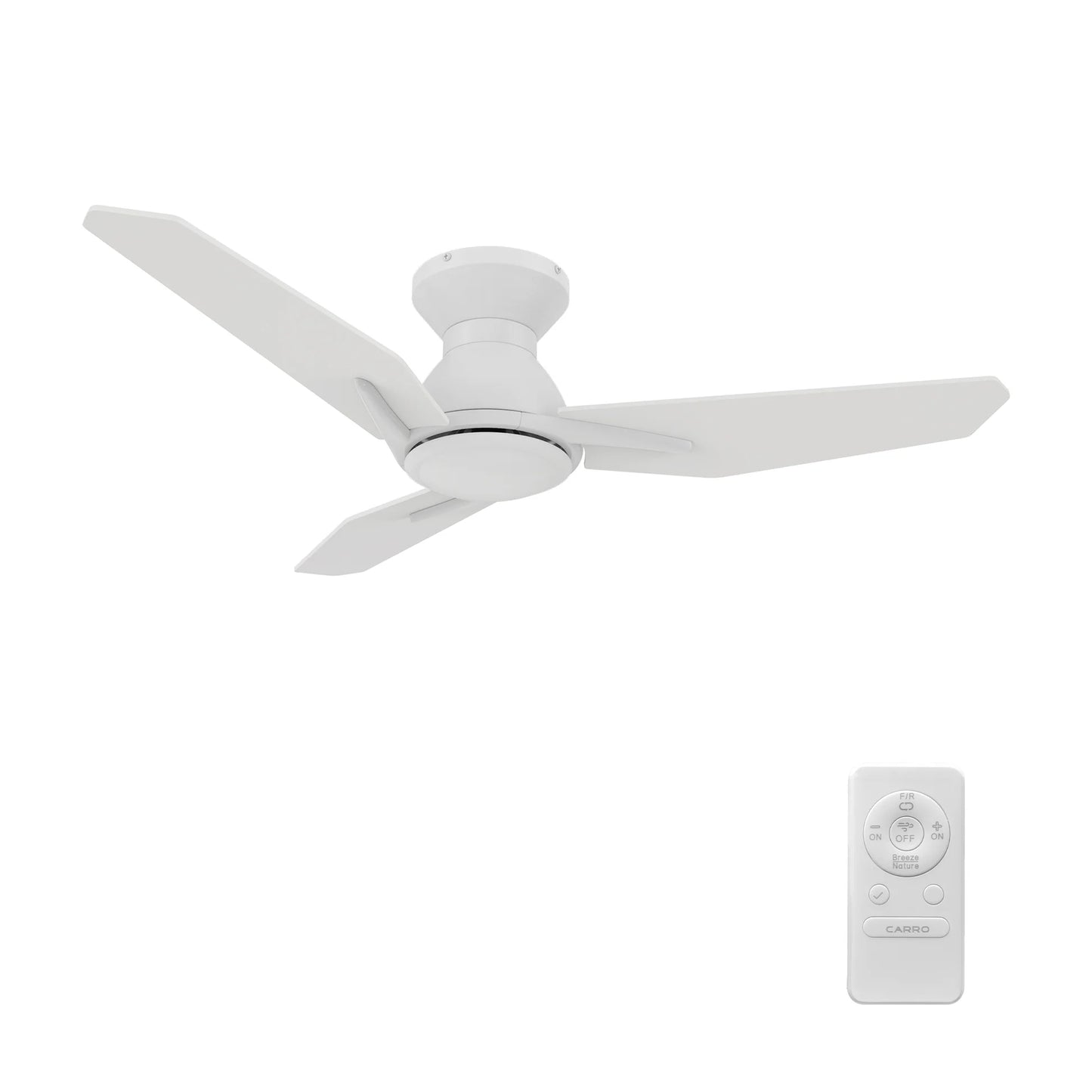 Carro USA CFR443J3-N10-W1-1-FM 44" Flush Mount Ceiling Fan with Remote - Fixture Finish: White - Blade Finish: White