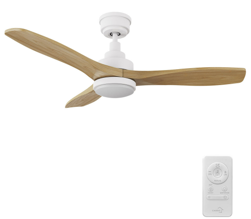 Carro USA CFR483K7-L11-WM5-1 Bonelli Modern White LED 48" Home Ceiling Fan, White/Natural Finish