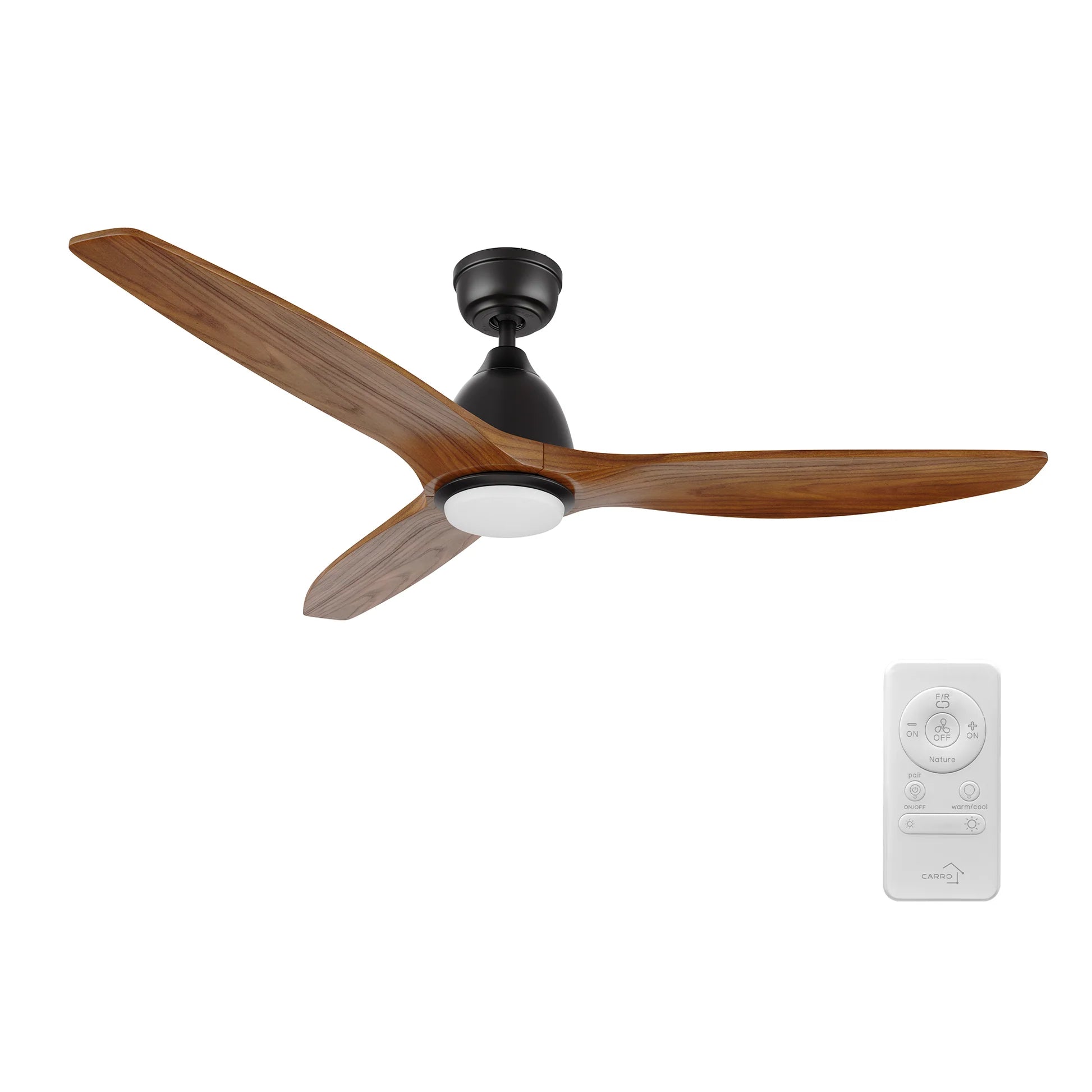 Carro USA CFR523K2-L11-BM2-1 52" PHOENIX Ceiling Fan with LED Light Kit & Remote - Fixture Finish: Black - Blade Finish: Antique Walnut