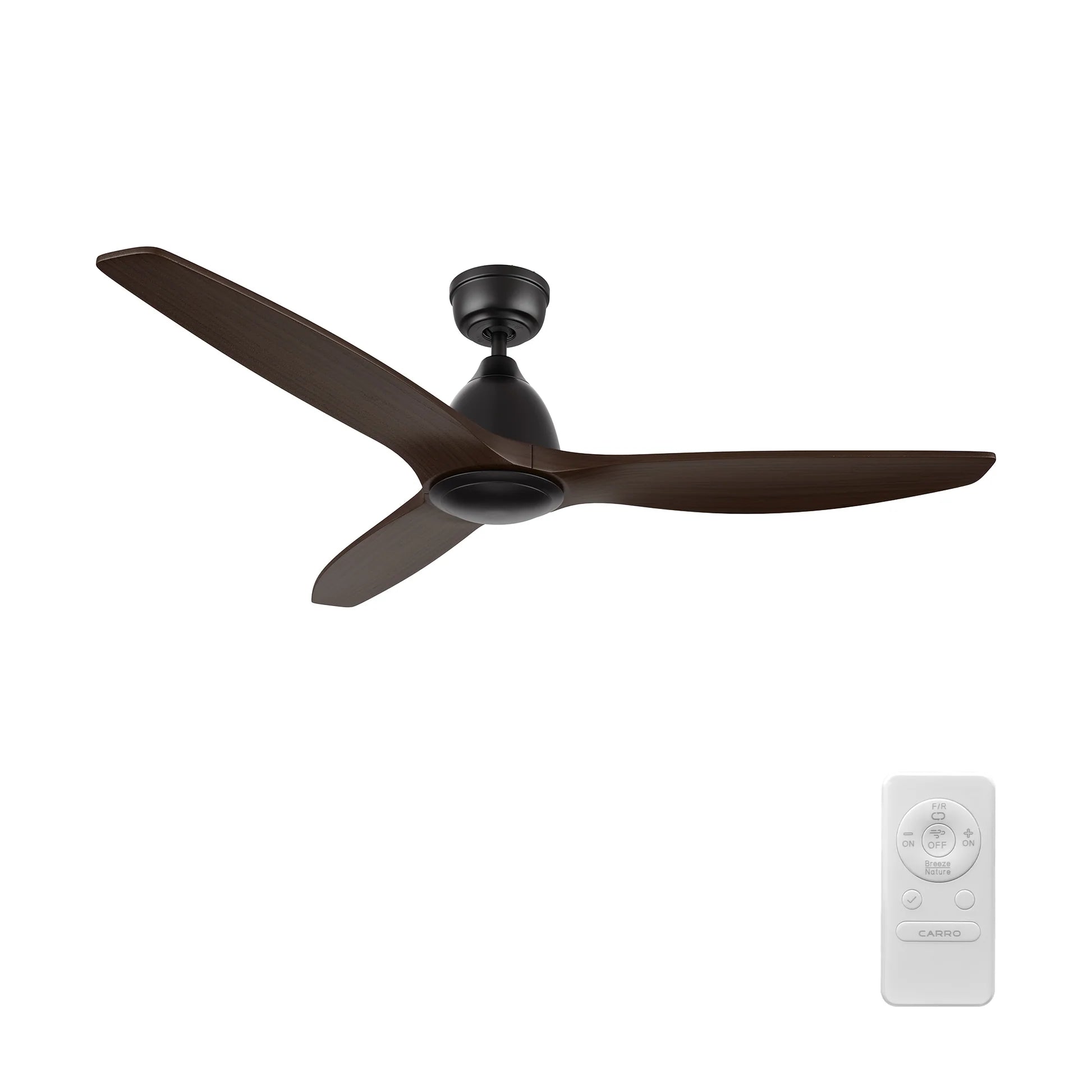Carro USA CFR523K2-N10-BM4-1 52" PHOENIX Ceiling Fan with Remote Control - Fixture Finish: Black - Blade Finish: Brown
