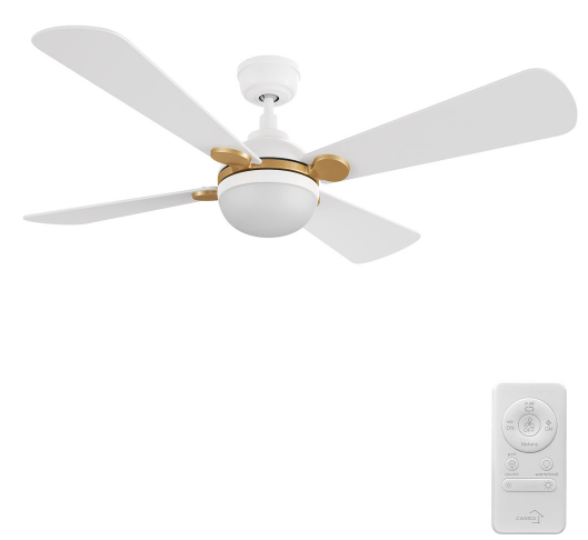 Carro USA CFR524Q4-L11-W1-1G Zephyr Contemporary White LED 52" Home Ceiling Fan. White/Gold Finish