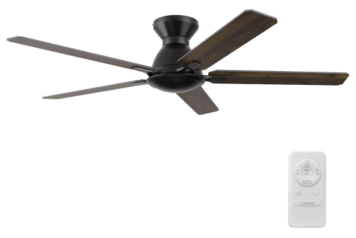 Carro USA CFR525J-N10-BG-1-FM Dunkirk Contemporary Black 52" Ceiling Fan, Black/Walnut & Barnwood Finish