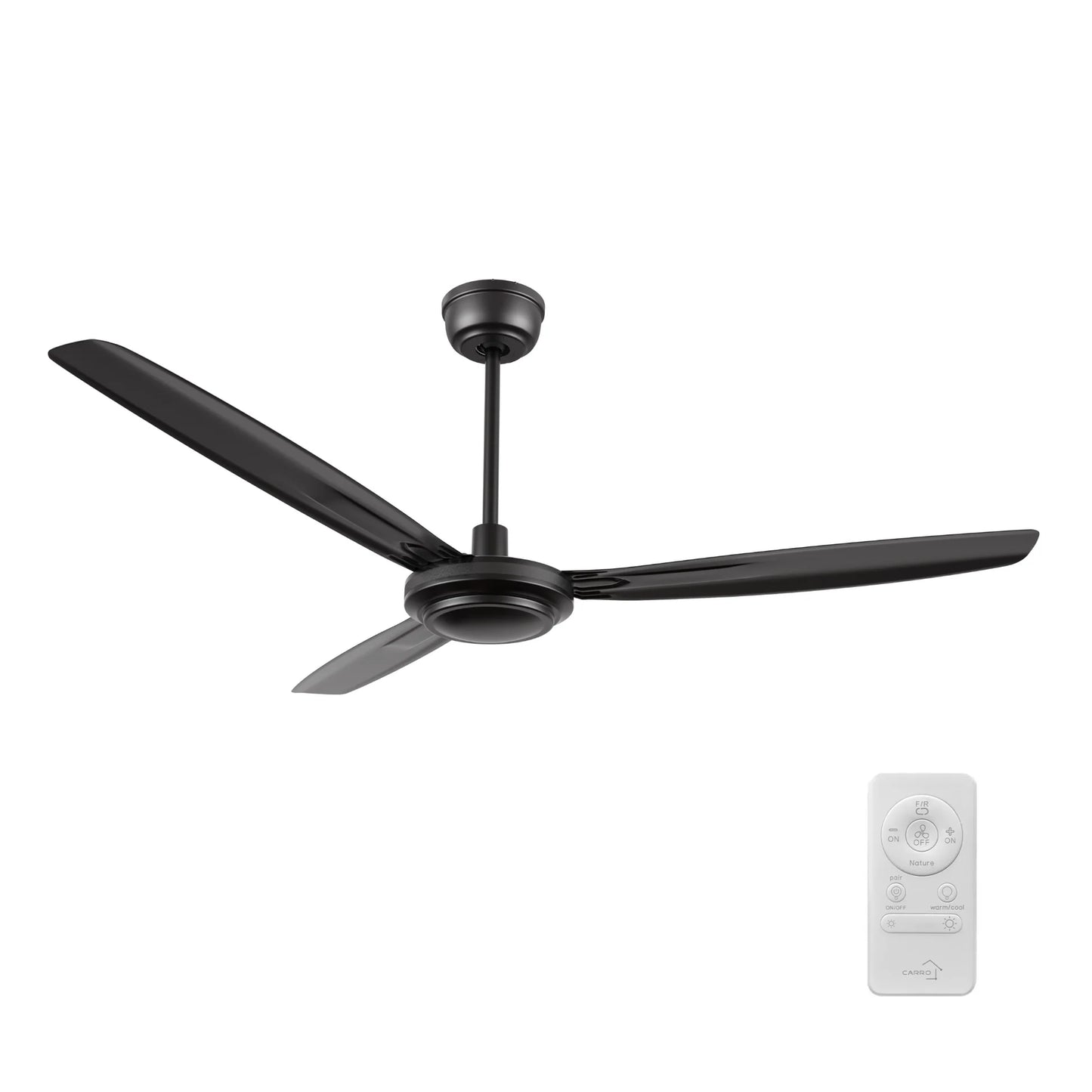 Carro USA CFR563Z1-N10-B2-1 56" Oberon Ceiling Fan with Remote - Fixture Finish: Black - Blade Finish: Black