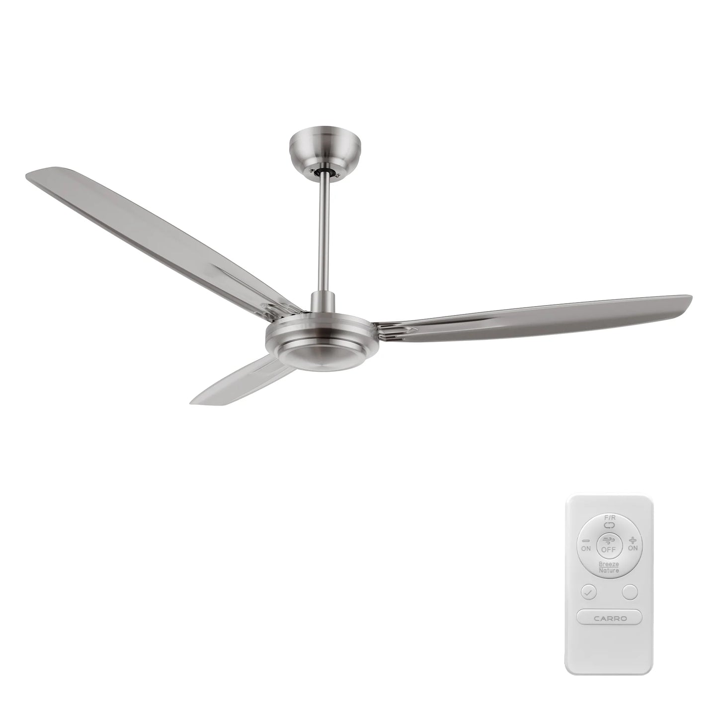 Carro USA CFR563Z1-N10-SJ-1 56" Oberon Ceiling Fan with Remote - Fixture Finish: Brushed Nickel - Blade Finish: Silver