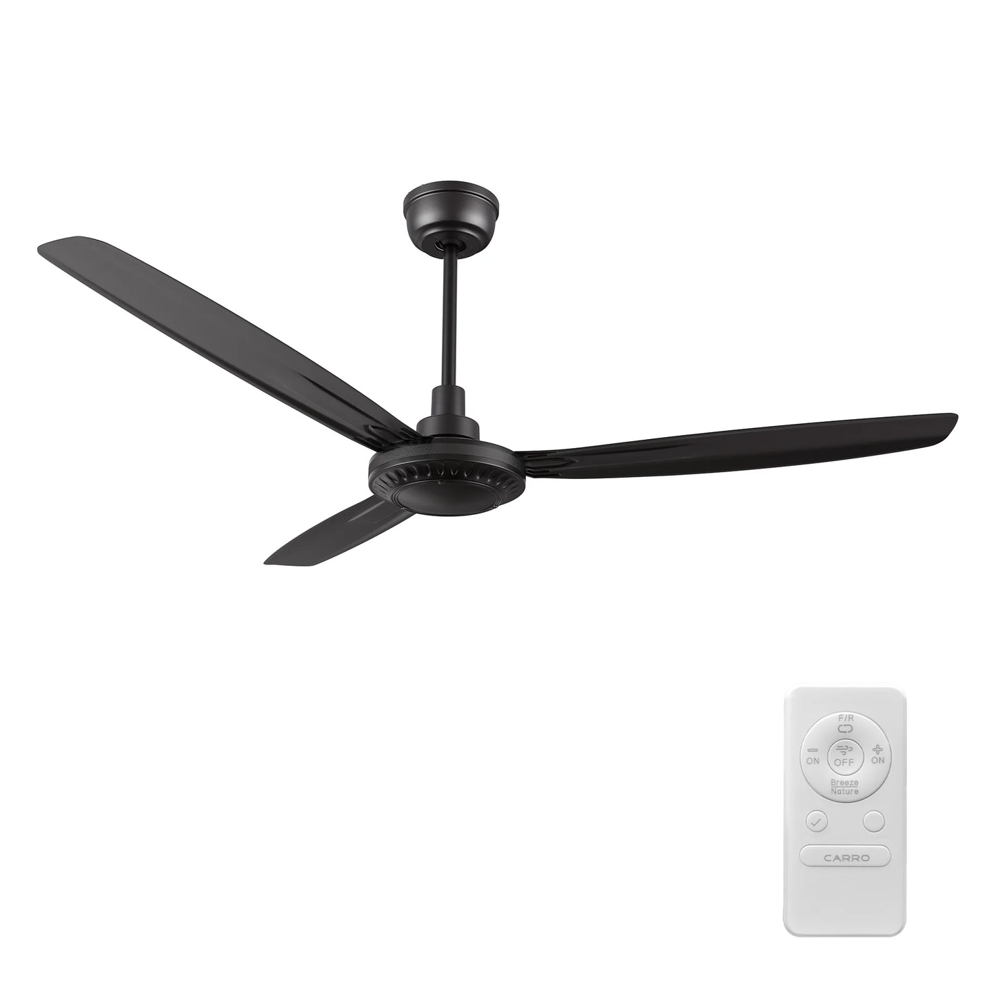 Carro USA CFR563Z2-N10-B2-1 56" Oberon Ceiling Fan with remote - Fixture Finish: Black - Blade Finish: Black
