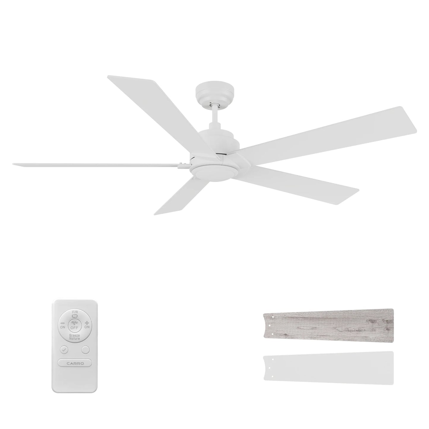 Carro USA CFR605J1-N10-WP-1 60" Lurgan Ceiling Fan with Remote - Fixture Finish: White - Blade Finish: White & Whitewashed