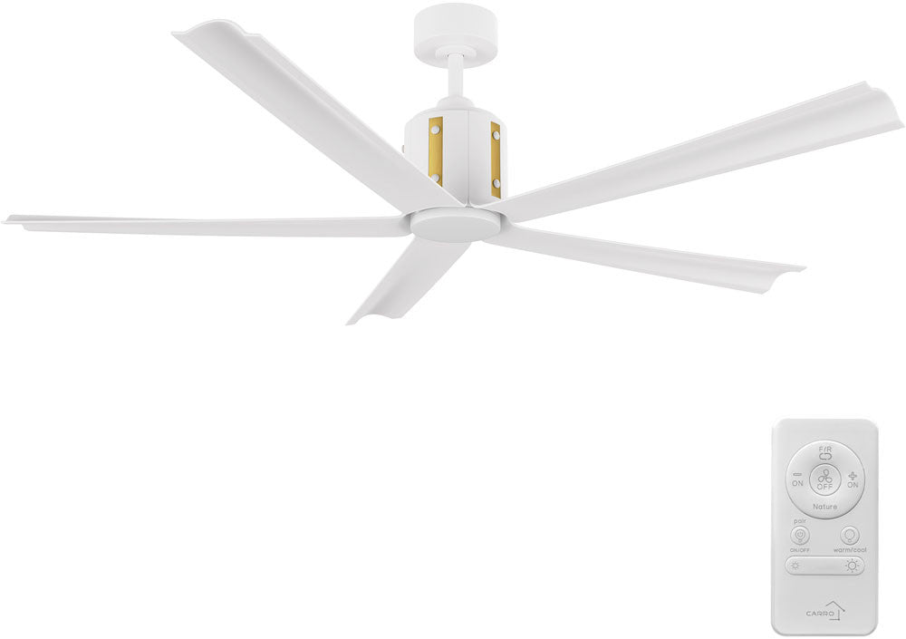 Carro USA CFR605T1-L11-W1-1A 60" Knox Smart Ceiling Fan With LED Light Kit - Fixture Finish: White - Blade Finish: White